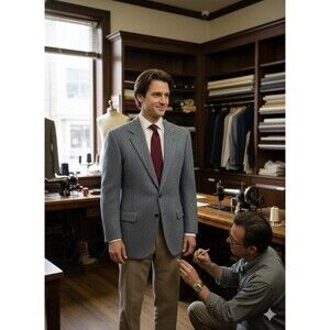 Donelgal Tweed Irish Wool Blazer Men 42R Herringbone Sports Coat Wellington